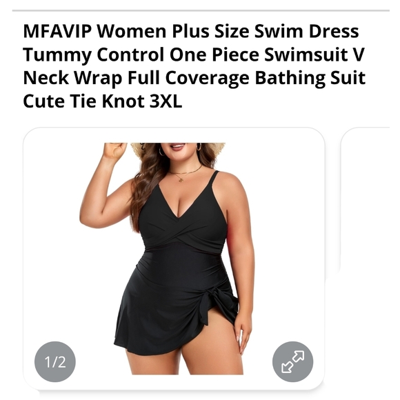 MFAVIP - 3X Elegant Black Women's Swim Dress - Picture 9 of 10